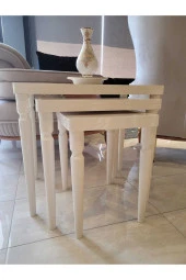 AKSET 3Lü Lüx Zigon Sehpa Full Krem - 3