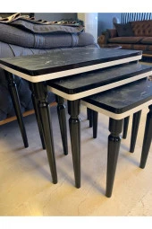 AKSET 3Lü Lüx Zigon Sehpa Siyah Mermer thumbnail 1