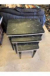 AKSET 3Lü Lüx Zigon Sehpa Siyah Mermer thumbnail 3