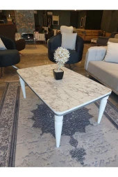 AKSET Orta Sehpa Lüx Beyaz Mermer Gümüş thumbnail 1