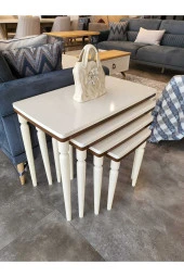 AKSET 4Lü Lüx Zigon Sehpa Krem Kahve thumbnail 1