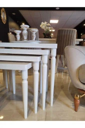 AKSET 4Lü Lüx Zigon Sehpa Full Krem - 2