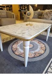 AKSET Orta Sehpa Lüx Beyaz Mermer Gold thumbnail 2