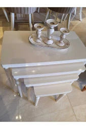 AKSET 4Lü Lüx Zigon Sehpa Full Krem - 4