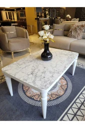 AKSET Orta Sehpa Lüx Beyaz Mermer Full Beyaz thumbnail 4