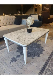 AKSET Orta Sehpa Lüx Beyaz Mermer Gümüş thumbnail 2
