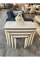 AKSET 4Lü Lüx Zigon Sehpa Krem Kahve thumbnail 3