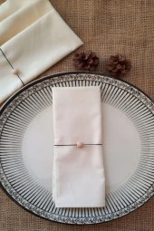 12li Ekru Pamuk Kumaş Servis Sunum Peçetesi thumbnail 3