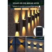 SOLAR ÇİFT TARAFLI DUVAR LAMBASI GÜNEŞ ENERJİLİ AYDINLATMA DEKORASYON APLİK IŞIK - 4