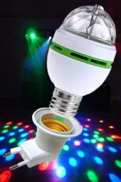 Disco Topu Renkli Led Döner Başlıklı Disko Topu Ampul Gece Lambası 3 Watt E27 Duylu + Fişli Duy - 3