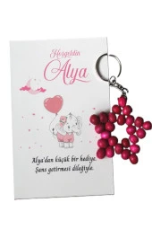 30 Adet Zincirli Ahşap Yıldız Anahtarlık Kız Bebek Hediyeliği Fil & Balon Kız Çocuk Konsept thumbnail 2