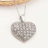 925 Ayar Gümüş Bombeli Kalp Kadın Kolye thumbnail 1