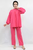 Moda Çizgili Robalı İkili Takım Pembe - 4