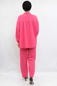 Moda Çizgili Robalı İkili Takım Pembe - 3