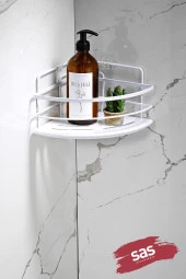 Yapışkanlı Ömür Boyu Paslanmaz Kristal Ayarlanabilir Raf Banyo Düzenleyici Şampuanlık LK-01 BB - 1