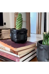 Saksı Havelka Suratlı Sıyah Dekoratıf Kucuk Boy 10x10x7.6 Cm - 3