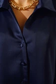Saten Kısa Gömlek Lacivert - 4