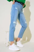 Lazer Sökük Kot Pantolon Buz Mavisi thumbnail 2