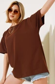 Basic Oversize Tshirt Kahve - 4