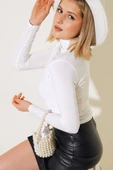 Yarı Balıkçı Yaka Bluz Ekru thumbnail 1