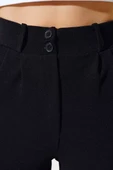 Düğmeli Dar Paça Pantolon Siyah - 4