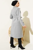 Kruvaze Yaka İki Düğmeli Kaşe Kaban Gri thumbnail 3
