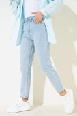 Mom Friend Düz Jean Pantolon Kar Yıkama - 2