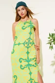 Etnik Desenli İp Askılı Elbise Yeşil thumbnail 2