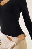 Çıtçıtlı Simli Body Siyah - 4