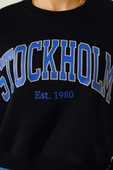 Üç İplik Kısa Sweatshirt Siyah - 4