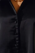 Saten Kısa Gömlek Siyah - 4