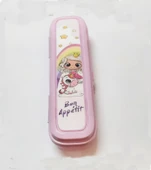 Pembe Multi Renkli Kapaklı Kalemlik Kutusu -Çanta İçi Saklama - Diş Fırçası - Makyaj Fırçası Kutu - 4