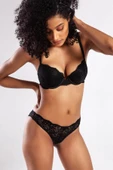 GCOLORS A Plus Siyah Dantelli Dolgulu Balconette Push Up Sütyen - 3