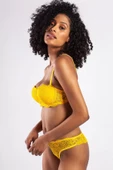 GCOLORS A Plus Sarı Dantelli Destekli Push Up Strapless Sütyen - 3