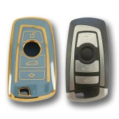 BMW F Serisi CAS4 Tip 4 Buton Gri Oto Anahtar Kumanda Kabı Kılıfı Oto Anahtarlık - 2