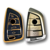 BMW F Serisi FEM Tip 4 Buton Siyah-Bronz Oto Anahtar Kumanda Kabı Kılıfı Oto Anahtarlık thumbnail 2