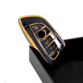 BMW F Serisi FEM Tip 4 Buton Siyah-Bronz Oto Anahtar Kumanda Kabı Kılıfı Oto Anahtarlık thumbnail 5