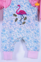 Babyhola Bayramlık Kız Bebek Çocuk Flamingo Bayramlık Salopet Badi Takım 23388 - 6