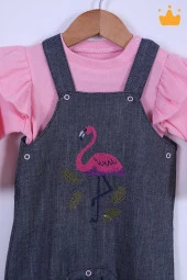 Babyhola Bayramlık Kız Bebek Çocuk Flamingo Bayramlık Salopet Badi Takım 23388 - 11