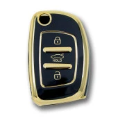 Hyundai 12-14 i10 i20 Sustalı Siyah Oto Anahtar Kumanda Kabı Kılıfı Oto Anahtarlık thumbnail 1