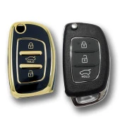 Hyundai 12-14 i10 i20 Sustalı Siyah Oto Anahtar Kumanda Kabı Kılıfı Oto Anahtarlık thumbnail 2