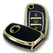 Hyundai 12-14 i10 i20 Sustalı Siyah Oto Anahtar Kumanda Kabı Kılıfı Oto Anahtarlık thumbnail 3