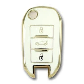 Peugeot 508 3 Buton Sustalı Beyaz Oto Anahtar Kumanda Kabı Kılıfı Oto Anahtarlık - 1