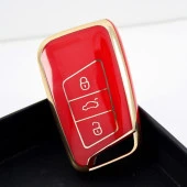Volkswagen Passat B8 Smart Kırmızı Oto Anahtar Kumanda Kabı Kılıfı Oto Anahtarlık - 5