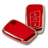 Volkswagen Passat B8 Smart Kırmızı Oto Anahtar Kumanda Kabı Kılıfı Oto Anahtarlık - 3