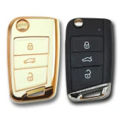 Volkswagen Seat Skoda MQB Sustalı Beyaz Oto Anahtar Kumanda Kabı Kılıfı Oto Anahtarlık thumbnail 2