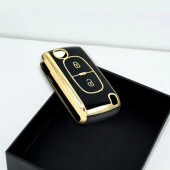 Peugeot 307 Citroen C3 2 Buton Sustalı Siyah Oto Anahtar Kumanda Kabı Kılıfı Oto Anahtarlık - 5