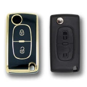 Peugeot 307 Citroen C3 2 Buton Sustalı Siyah Oto Anahtar Kumanda Kabı Kılıfı Oto Anahtarlık - 2