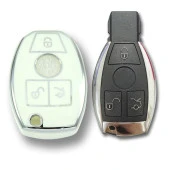 Mercedes Benz 2001-2016 Arası BE Tip Beyaz-Gümüş Oto Anahtar Kumanda Kabı Kılıf Oto Anahtarlık - 2