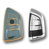 BMW F Serisi FEM Tip 3 Buton Gri Oto Anahtar Kumanda Kabı Kılıfı Oto Anahtarlık thumbnail 2